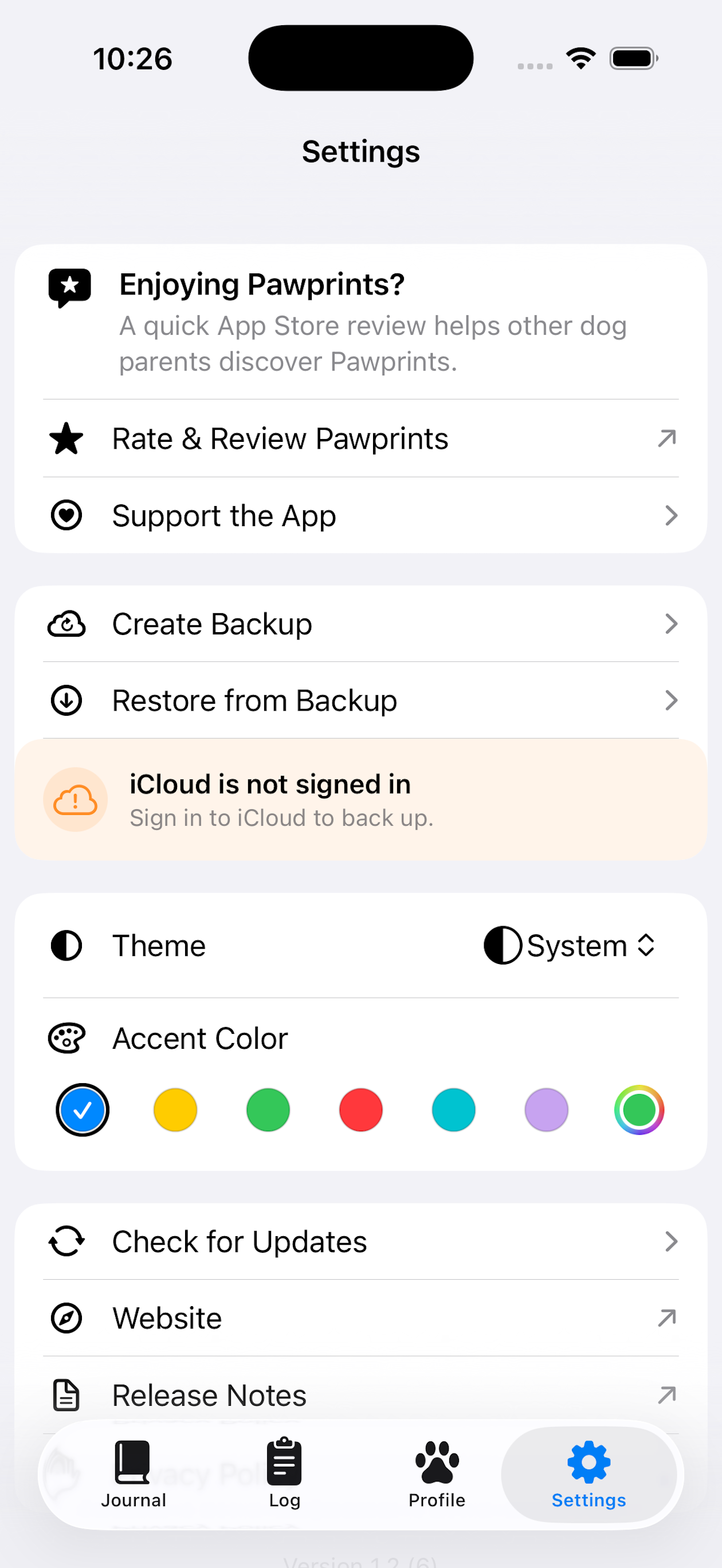 Theme and accent settings